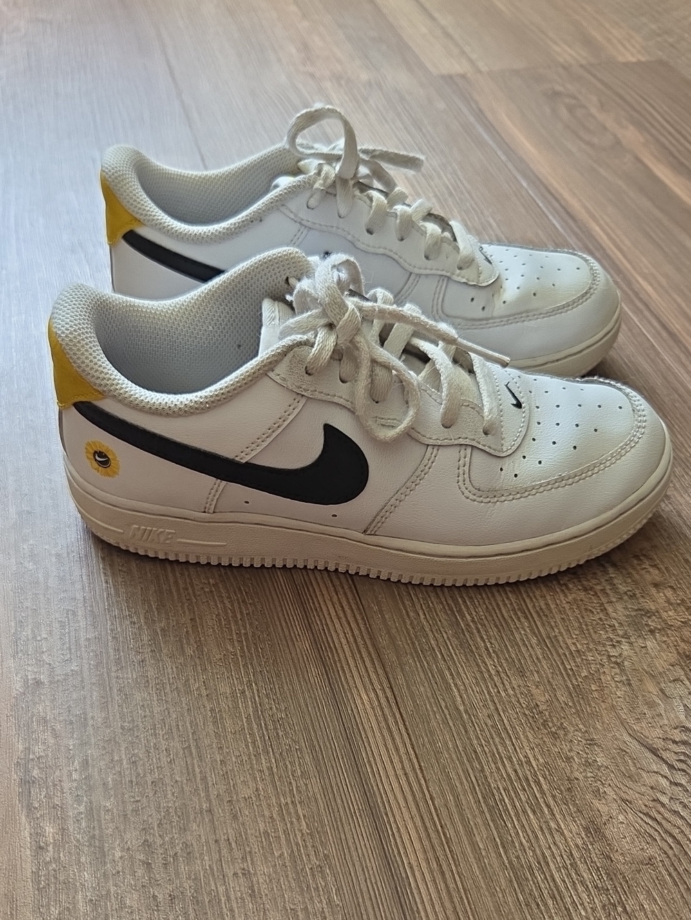 Nike Kids White Leather Air Force Sneakers